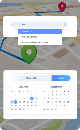 Search by date and location on a marketplace