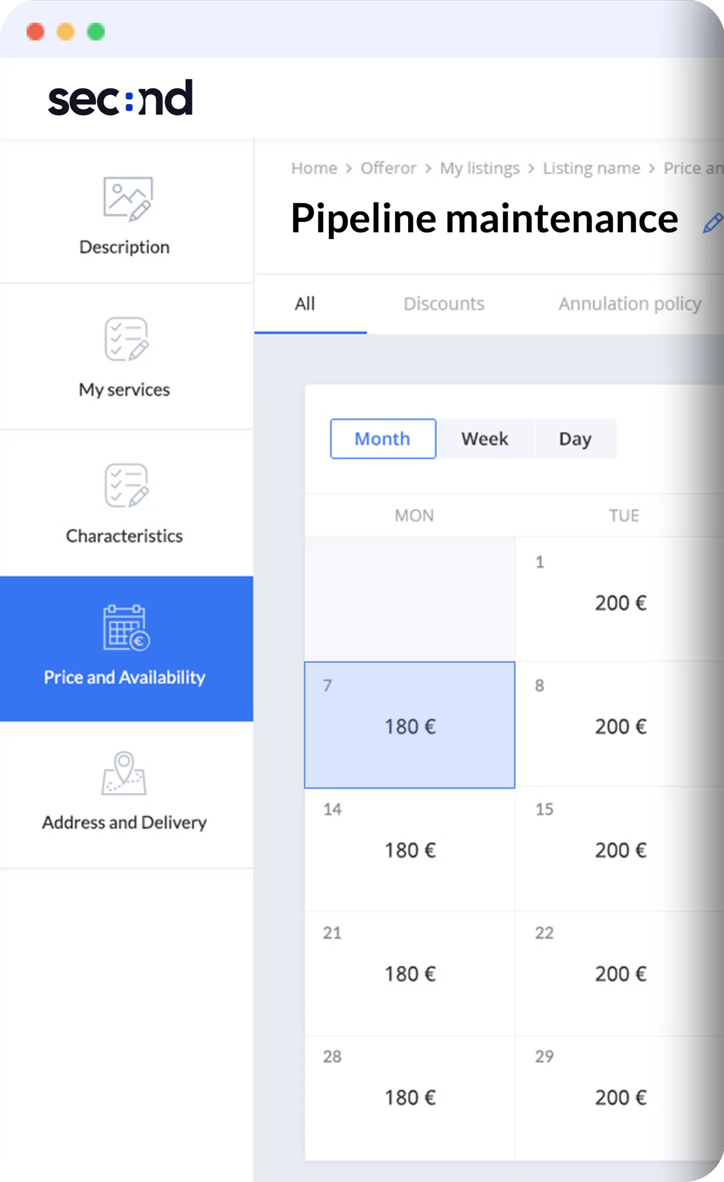 Price and date management marketplace